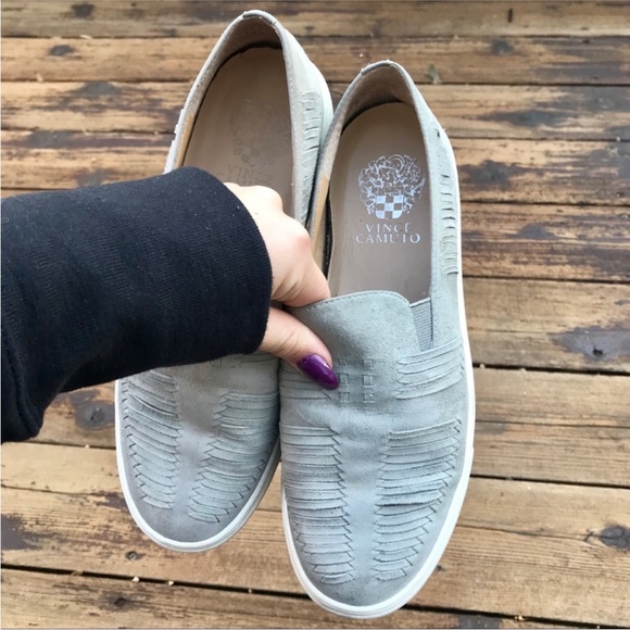 Vince Camuto Beyza Grey Suede Slip-on Sneakers - Picture 4 of 6